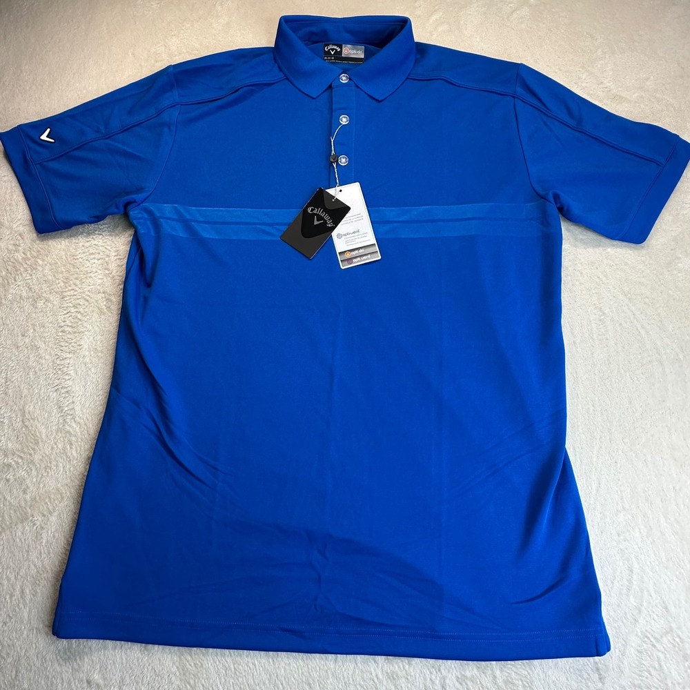 Callaway Opti-Dri Golf Polo Mens Medium Blue Short Sleeve Opti-Vent SU23156 NWT